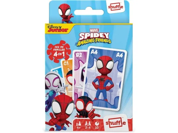 Shuffle Spidey Et Ses Amis Extraordinaires 4 Jeux En 1 Coffret Jeu De Société Enfant Licence Marvel