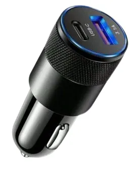 Chargeur Voiture Métal – USB + PD 3,1A - Charge Rapide