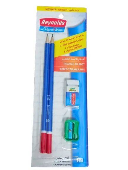 Crayons noirs Reynolds x2 avec taille-crayon et gomme