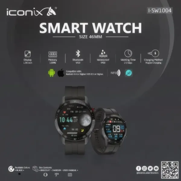 Montre Intelligente ICONIX I-SW1004 - Suivi de Santé et Activités
