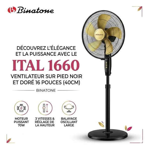 Ventilateur Binatone ITAL-1660 Sur Pied