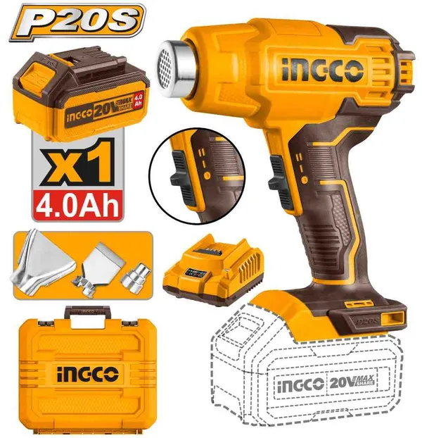Décapeur thermique sans fil 20V INGCO HGLI20025