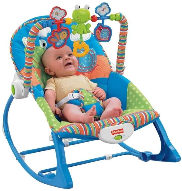Balançoire – Youpala – Chaise à bascule avec assise apaisante musical et vibrations fonctions pliable, Bleu/vert