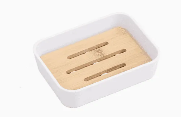 Porte-Savon en Polystyrène Finition Bambou – Blanc et Noir