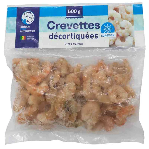 Crevettes décortiquées surgelées Général Food sachet 500 g