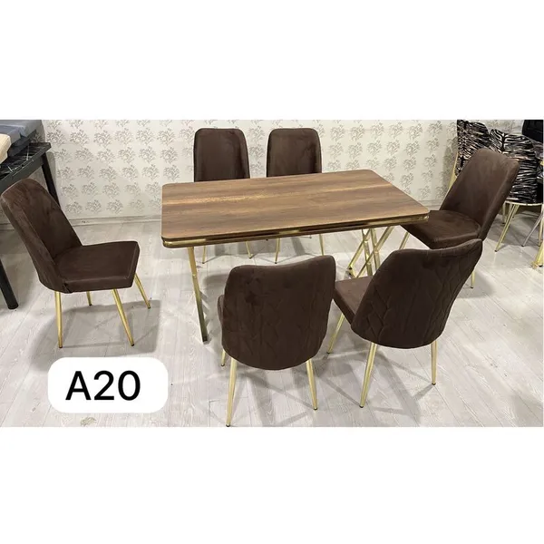 Table à Manger 6 places 80X140 Métal Marron A20