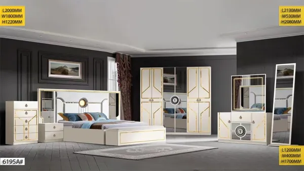 Chambre à Coucher Armoire 6 battants 6 pièces Beige 6195A0