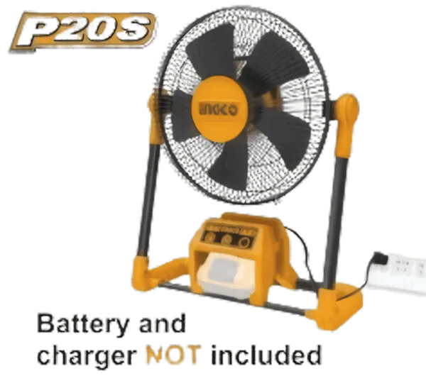 Ventilateur de Chantier Sans Fil 7″ CFALI2001 – Alimentation Hybride AC/DC 20V, Inclinaison Ajustable et 2 Vitesses