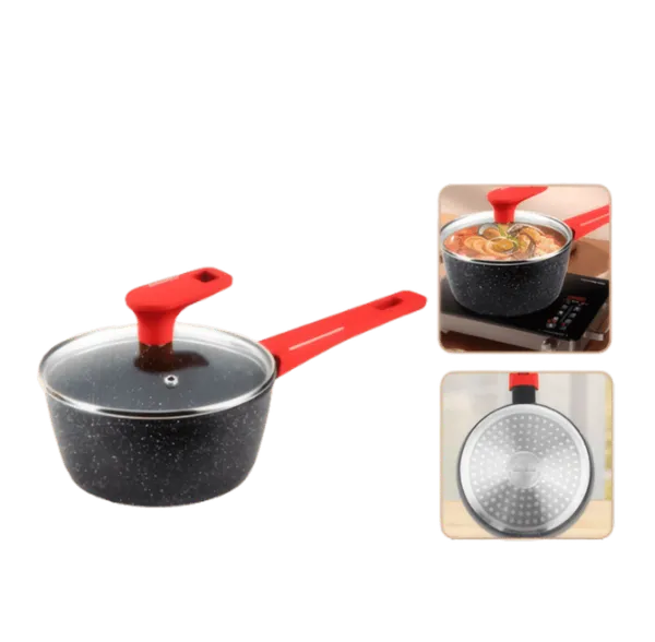 Casserole Decakila 16 cm Granit - Induction et Manche Rouge