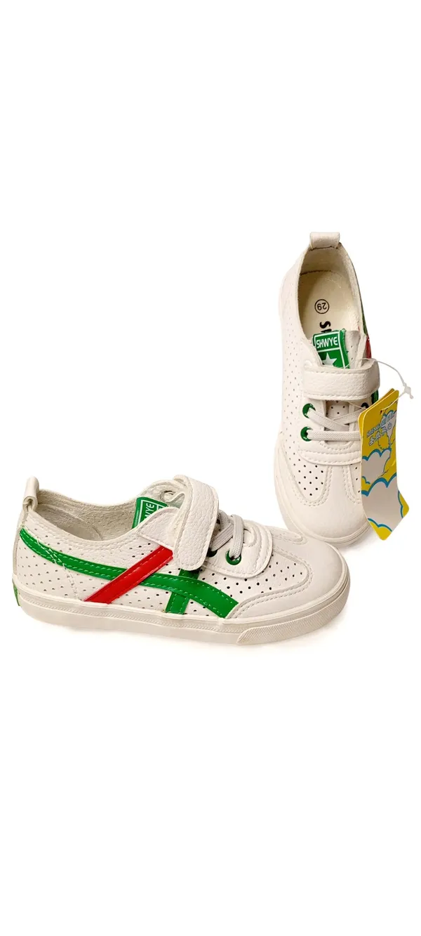 chaussures blanches pour enfants, nouvelle collection avec pointillé