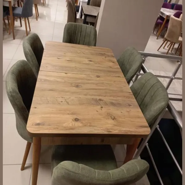 Table à Manger Extensible Marron 6 chaises Vert