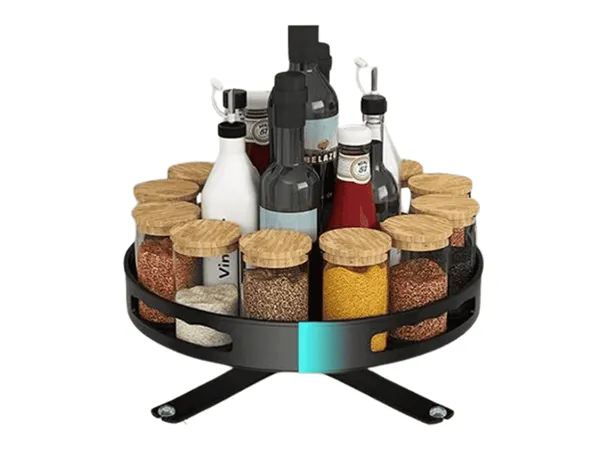 Étagère à épices rotative en inox – Rangement compact pour cuisine