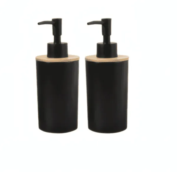 Lot de 2 distributeurs de Savon Rechargeables avec bouchon en bois