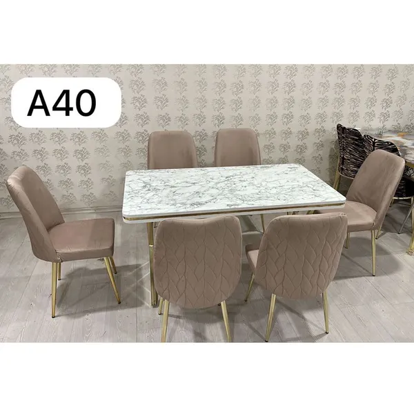 Table à Manger 6 places 80X140 Métal Noir A40