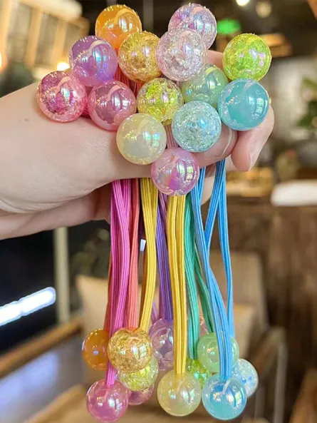 14 pièces Bandeaux ronds colorés en forme de boule pour les filles