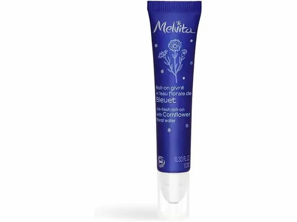 MELVITA - Roll on givré à l'eau florale de bleuet pour le contour des yeux - Réduit cernes et poches - Certifié bio, formule naturelle 10ml