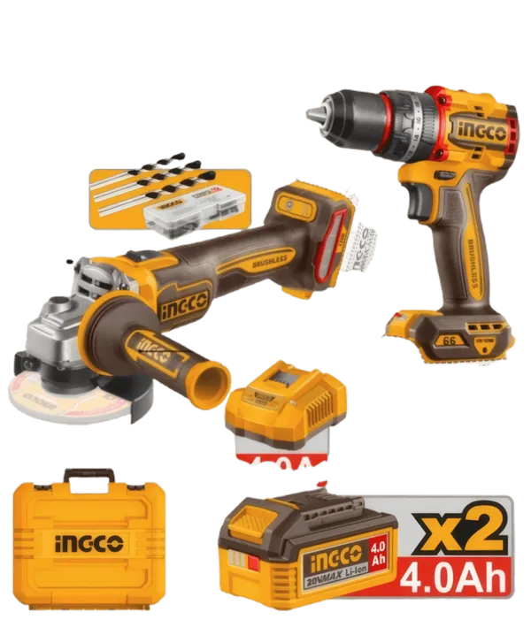 Pack INGCO 20V | Meuleuse & Perceuse Brushless
