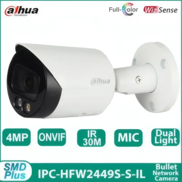 Caméra IP Extérieure Dahua DH-IPC-HFW2449S-S-IL avec Microphone