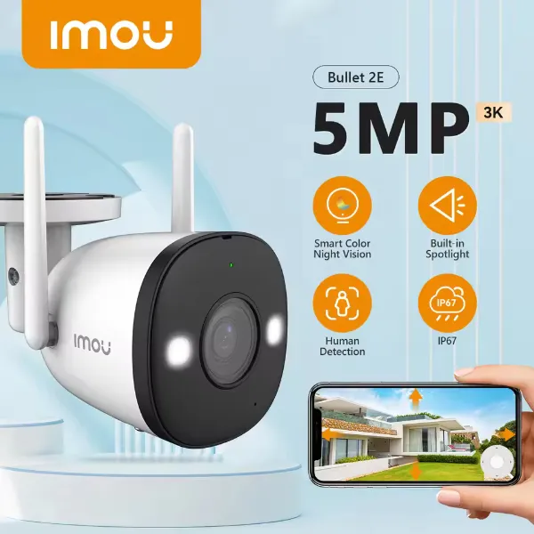Imou - Caméra IP Wifi extérieur 5MP | Détection de présence humaine | Vision nocturne couleur intelligente, microphone intégré | Étanchéité IP67 | Projecteur intégré, double antenne et MIMO | Mode Soft AP | Cloud - IPC-K3DP-5H0WF
