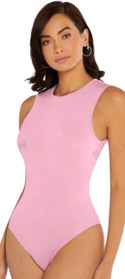 Body Femme Rose Bonbon – Sans Manches, Col Rond, Casual Chic