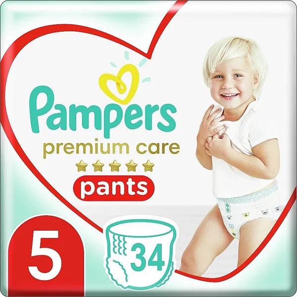PAMPERS PREMIUM CARE - Couches-Culottes Taille 5 (11-17 kg) – Pack de 34