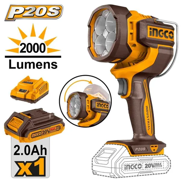 Lampe de travail sans fil 20V INGCO CWLI20881