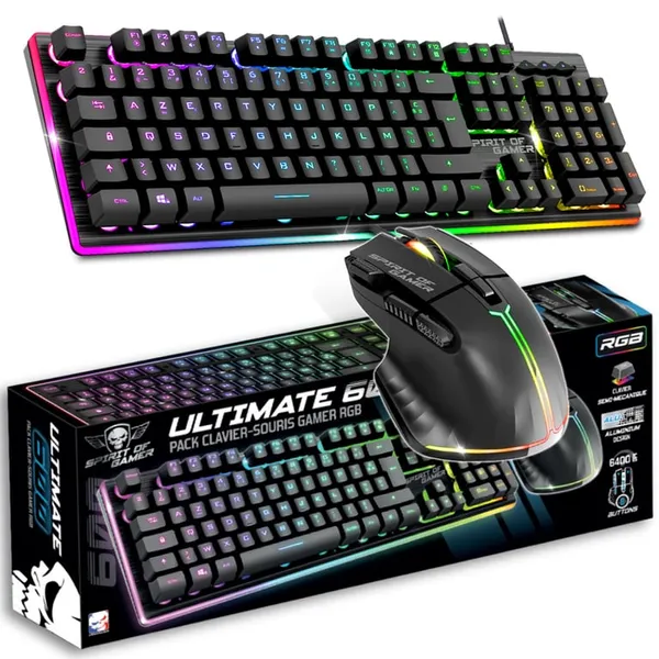 Spirit Of Gamer - Pack Gaming Clavier Souris Ultimate 600 Dark Spirit of Gamer, AZERTY
