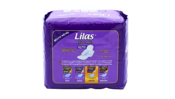 Serviettes hygiéniques aérées nuit Lilas x8