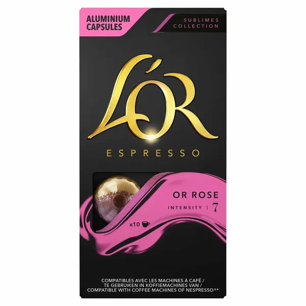 L'OR-Café Capsules Or Rose Intensité 7 Compatible Nespresso -10 capsules -52g
