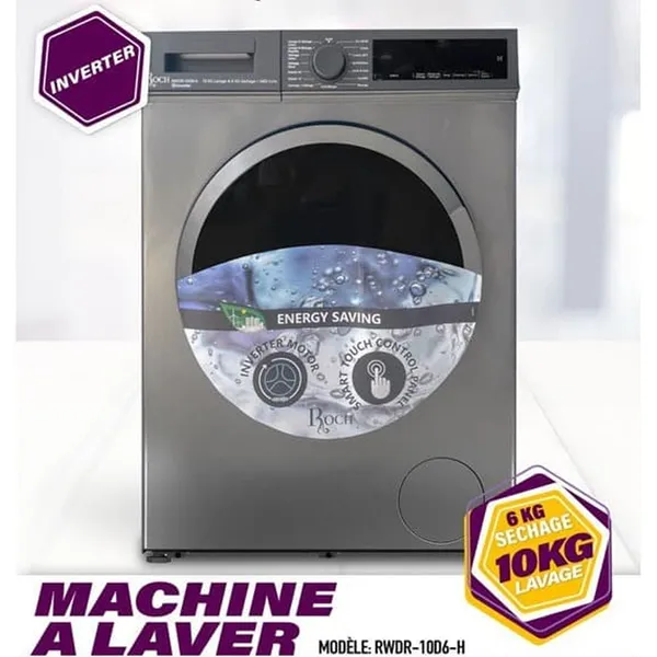 Machine à Laver Roch 10KG/6KG Sechage Front Load Gris RWDR10D6H