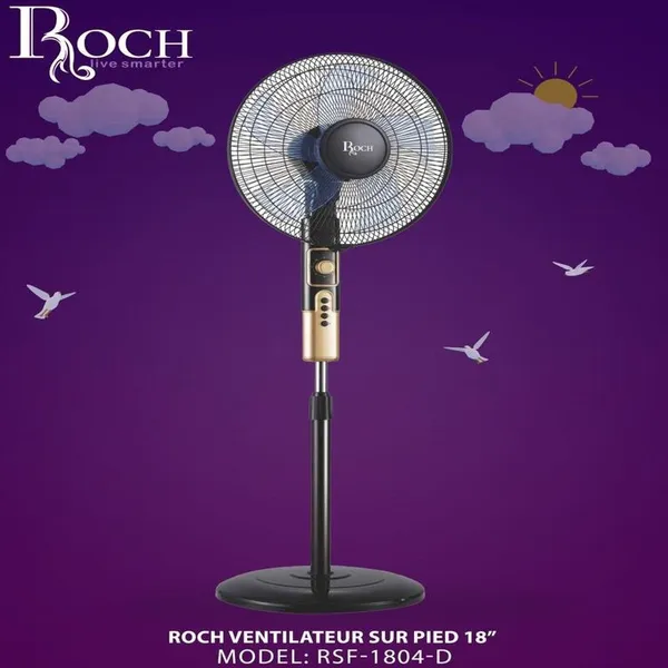 Ventilateur Roch Sur Pied NOIR-DORE RSF-1804