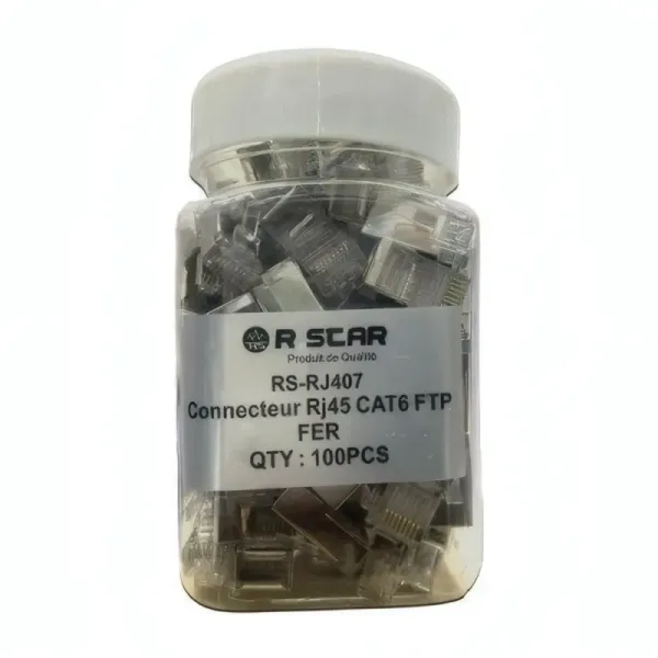 Connecteurs RJ45 Cat 6 FTP Fer Blindé - Pot de 100 pièces