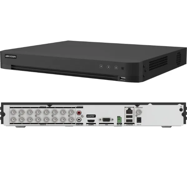Hikvision - DVR 16ch 4K (Enregistreur vidéo numérique 16 canaux) Turbo HD AcuSense Compatible jusqu'à 8MP & 2HDD