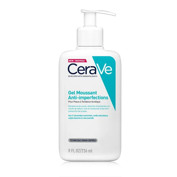 CeraVe Gel Visage Anti-Imperfections Peaux Acnéiques Moussant (236 ml)