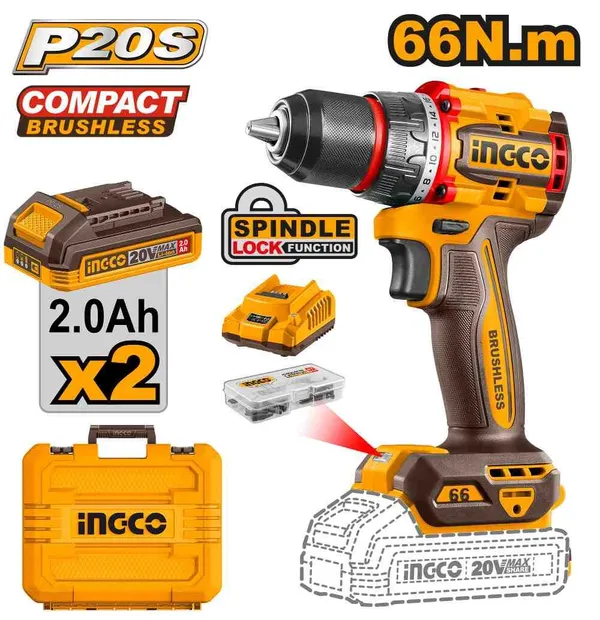 Perceuse-visseuse sans fil 20V INGCO CDLI20668