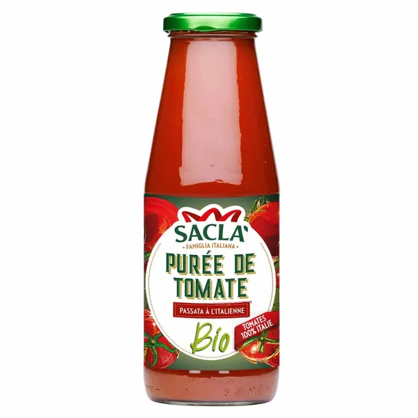 SACLA - Purée de tomate bio, passata à l'italienne -  Bouteille de 680g