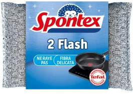 Spontex - Tampons Grattants Flash x2 - Nettoyage Efficace pour Vos Surfaces et Ustensiles