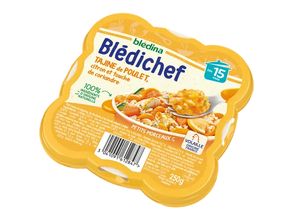 BLEDINA - Blédichef - Tajine de poulet citron et touche de coriandre - 250g