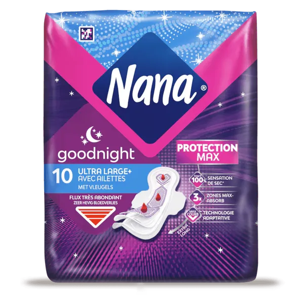 NANA - Goodnight Serviettes Ultra Larges avec Ailettes x10