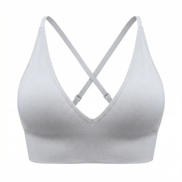 Kayna – Soutien-gorge de sport col V femme – Bretelles fines réglables – Bonnet rembourré – Taille M