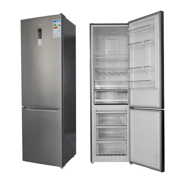 Réfrigérateur ASTECH FC570CML combiné 3 tiroires grande capacité gris avec fontaine inox 564L