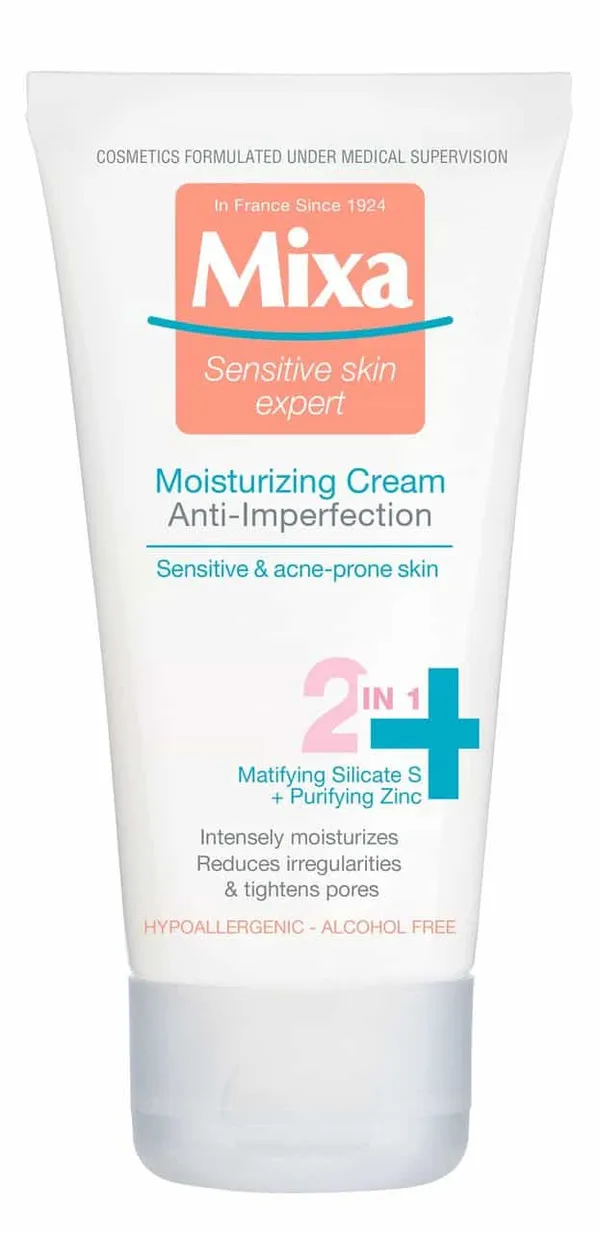 Mixa - Moisturizing Cream, Glow Crème Anti-imperfections et Eclat 2-en-1 - 50ml