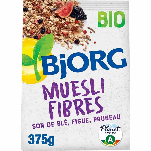 BJORG – Céréales Muesli Fibres Son de Blé, Figue & Pruneau 375 g