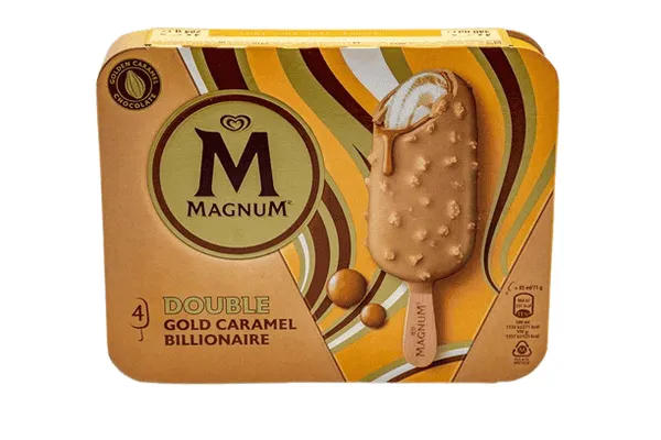 Magnum – Glace Mini 4 Bâtonnets Double Gold Caramel Billionaire