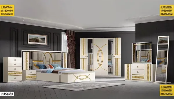 Chambre à Coucher Armoire 6 battants 6 pièces Beige 6190A