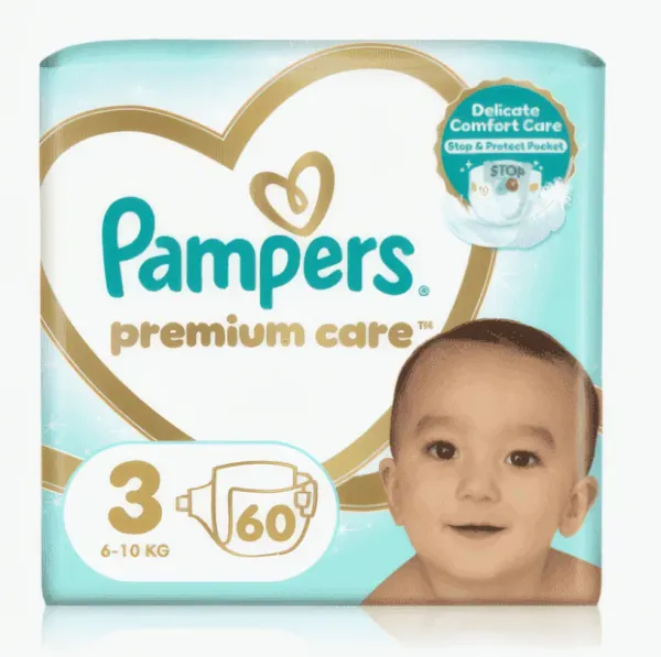 PAMPERS - Premium Care Couches Taille 3 – Pack de 60(6-10kg)