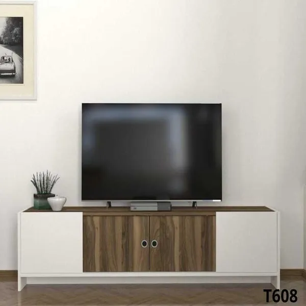 Table Téléviseur Bonnel Stand White Walnut T608
