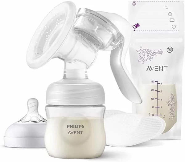 PHILIPS - Kit tire-lait manuel Simple avec biberon, coussinet d'allaitement & sachets de conservation