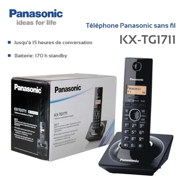 Téléphone Fixe Panasonic Sans Fil KX-TG1711 – Élégance, Clarté et Confort d’Utilisation
