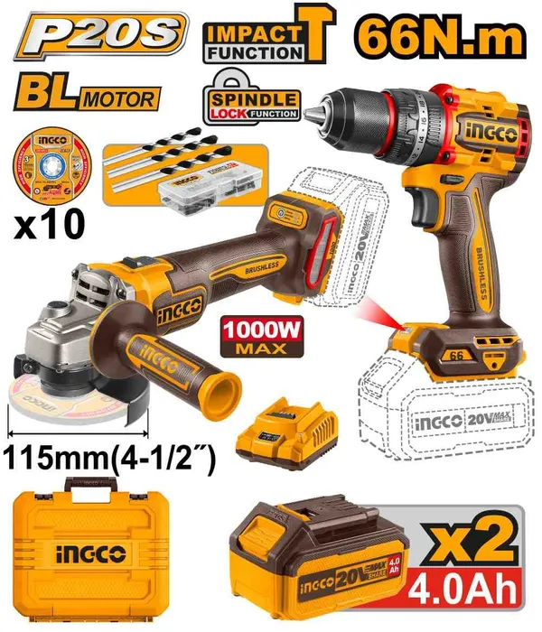 Pack combo sans fil 20V INGCO CKLI20273